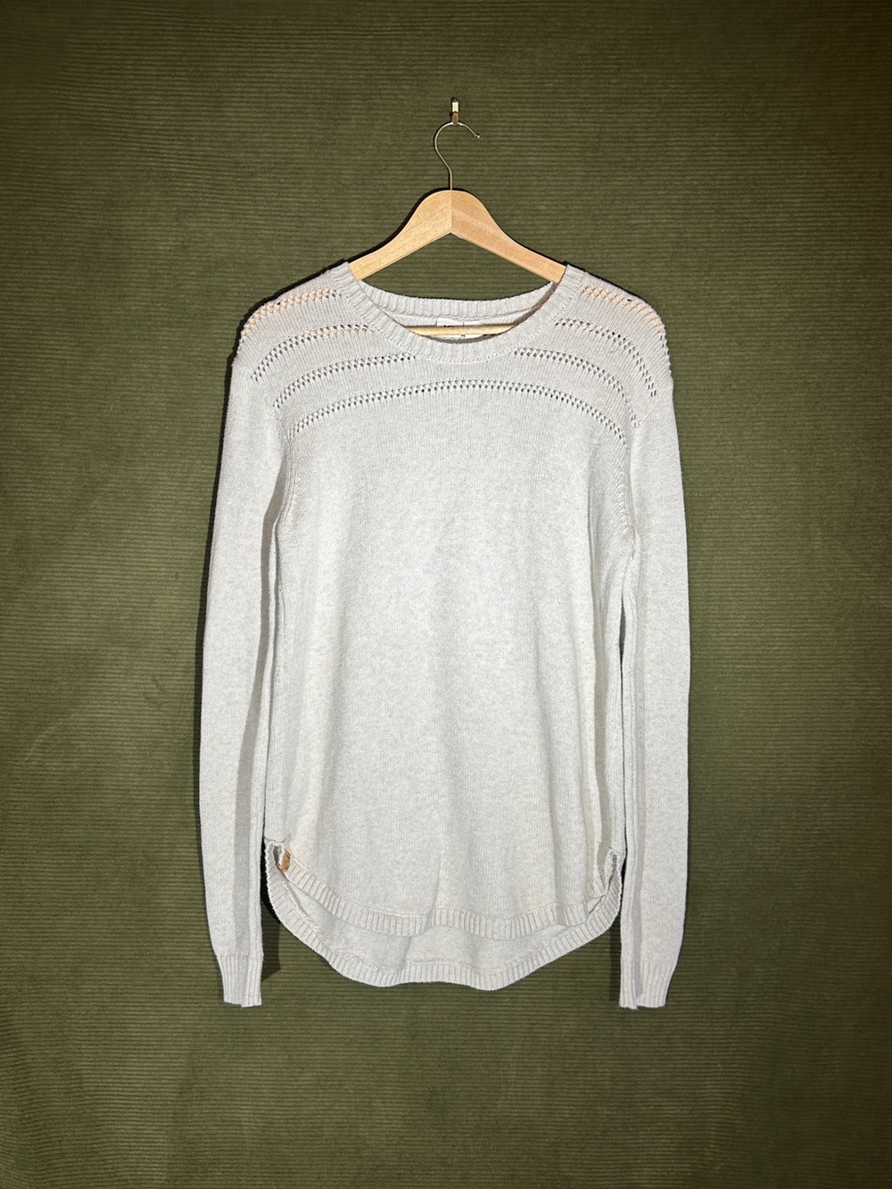 10TREE Organic Cotton Knit Crewneck Sweater in Light Beige